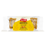 Bruschette semi di lino su sfondo bianco.